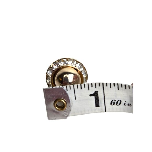 Vintage 60's Sparkly Coro Signed Large Gold Tone Stud Rinestone Halo Screw Backs - Picture 8 of 8